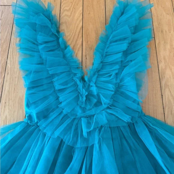 Gorgeous bright teal tulle party dress - Picture 5 of 6